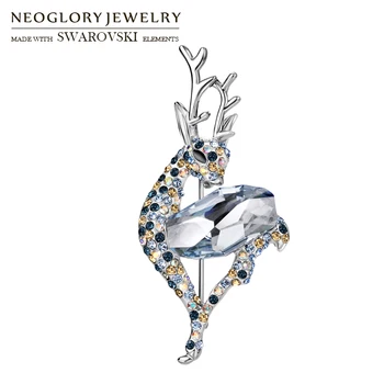 Neoglory Austria Cristal & Stras Broșă Elegantă Cerb De Crăciun Design Pentru Femei Clasic Cadou Trendy Vânzare Cadou
