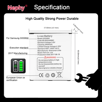 Nephy Nou, Original, Baterie EB-BG530BBC Pentru Samsung Galaxy Grand Prim G530 G530F G530FZ G530H G5308W G531 G531h J3 2016 J5