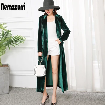 Nerazzurri 2020 primăvară de haine de femei Dublu Breasted Atins Rever maneca lunga lungă de catifea haina plus dimensiune maxi palton femei