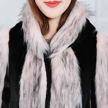 Nerazzurri pista 2020 mozaic faux blana haina cu gluga roz lunga de iarna pentru femei de moda haine plus dimensiunea de bloc de culoare uza 7xl