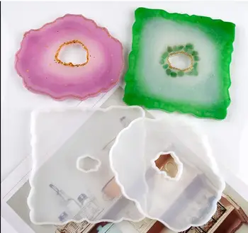 Neregulate Agat Felie De Silicon Mucegai Rășină Mucegai Face Propriile Coaster Cristal Coaster Mucegai Decor Acasă Ambarcațiunile De Rășină Arta De Aprovizionare