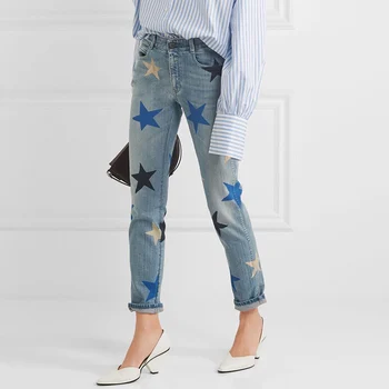 New American celebru Pentagon stele loose straight blugi casual pentru copii de culoare imprimate pantaloni stretch trend