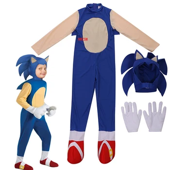 New Deluxe Sonic Ariciul Costum Copii Joc De Caractere Sonic Mai Repede Erou Cosplay Costum De Halloween Pentru Copii