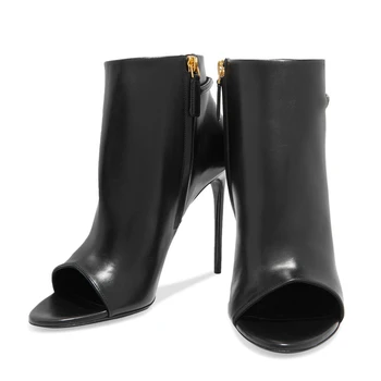 New Europe Brand Femei Cizme Super Toc Subțire de Mare Peep Toe Cizme de Vara din Piele Neagră Glezna Petrecere Botine Pantofi TL-A0175