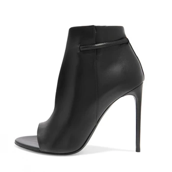 New Europe Brand Femei Cizme Super Toc Subțire de Mare Peep Toe Cizme de Vara din Piele Neagră Glezna Petrecere Botine Pantofi TL-A0175