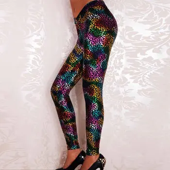 New Sosire 2019 Moda Neon Colorate Imprimate Jambiere Talie Mare Femei Sexy Pantaloni Slim Femei Legging De Fitness Pantaloni