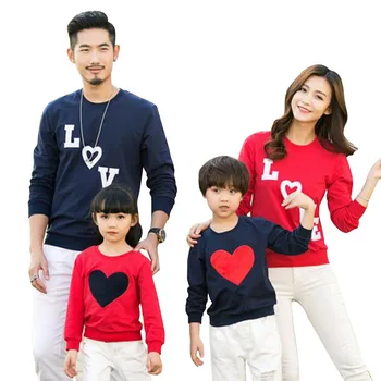New sosire 2020 Familie Haine Asortate Mama/Tata/Copil Dragoste cu Maneci Lungi din Bumbac tricouri primavara/toamna seturi de Îmbrăcăminte de Familie
