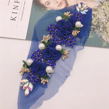 New sosire 7color manual Stras de Cristal 3dapplique broderie flori coase/fier pe patch-uri pentru diy rochie de seara