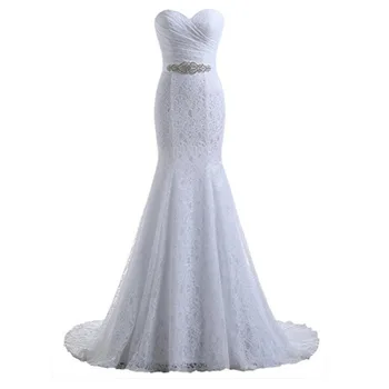 New Sosire Alb rochie de mireasa Dantela 2021 În stoc Ieftine Sirena rochii de mireasa Plus dimensiune Vestido de noiva rochii de mireasa
