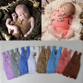 New Sosire Copil Nou-Născut Fotografie Costume De Îmbrăcăminte Moale De Mohair Bebe Copil Suspensor Pantaloni Tricotate General De Poze Recuzita