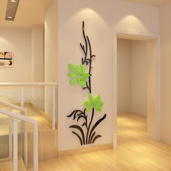 New sosire Orhidee Acril 3D Autocolante de Perete pentru camera de zi Bluegrass Flori DIY Arta de Perete Decor Dormitor decor Acasă