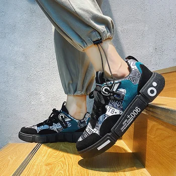 New Sosire Pantofi Sport Mens Graffiti Piele Apartamente De Sex Masculin Adidași Designer Om Pantofi De Funcționare Valul De Bord Pantofi De Culori Amestecate 2020