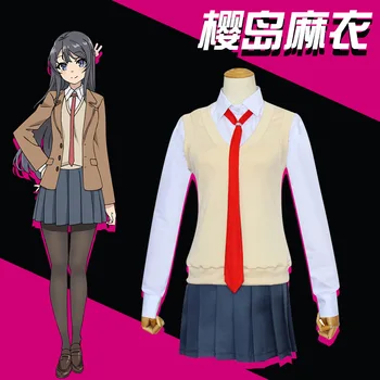 New Sosire Sakurajima Mai Cosplay Femei Seishun Anime Buta Yarou Wa Fata Bunny Senpai Nu Yume Wo Minai Uniformă