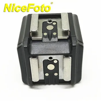 NICEFOTO Dual Flash Hot Shoe Adapter aparat de Fotografiat și Flash Converter cu 3.5 mm Mufa PC Sync pentru Canon pentru Nikon PR-02