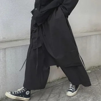 NiceMix 2020 Noua Moda Toamna Neregulate Cordon Pantaloni Drepte Femei Personale Largi Casual-Coreean Pantaloni Versiune