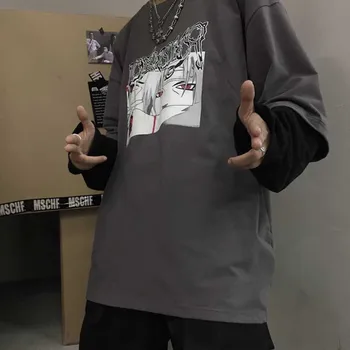 NiceMix Bumbac Naruto Tricou Streetwear Amine Print T-shirt Barbati Femei Toamna cu Maneci Lungi Vrac Tricou Desene animate Japonia tricouri