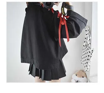 NiceMix Japoneză Lolita Epocă Harajuku Anime Fox Print Lace-up Long Sleeve Shirt Hoodie Dark Fată Punk Stradă Tricoul Topuri