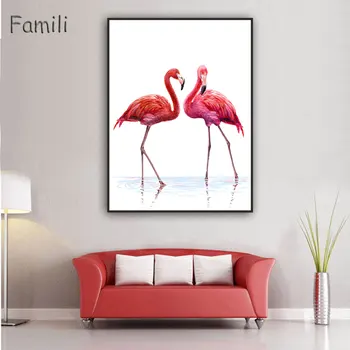 Nici Un Cadru Acuarelă Flamingo Poster Print Animal Panza Pictura Nordică Arta De Perete Imagine Scandinav Modern Decor Acasă