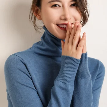 Nieuwe Herfst Iarna Zachte Kasjmier coltrui Truien Truien vrouwelijke 2019 Koreaanse Slim-fit trage trui vrouwen kleding Truien