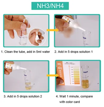 NO2 nitrit de NH3 NH4 amoniac test de PH solutie 3 in 1 fresh marine de recif acvariu rezervor de pește rezervor de apă de testare