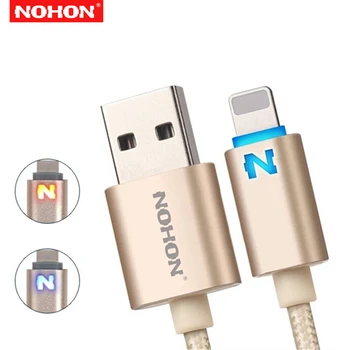 NOHON 1m Inteligent de Lumină Led, Încărcare Rapidă USB de Date de Sincronizare Cablu de încărcare pentru iPhone 5S 6 6S 7 8 Plus X XR XS Max iPad 2 3 4 mini Air 2