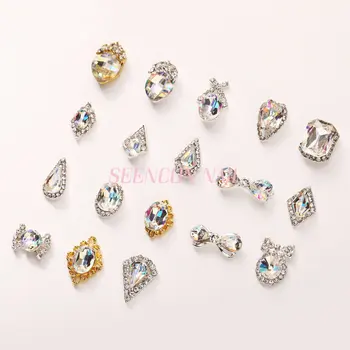 Noi 10buc clar AB stras de metal de unghii bijuterii de arta Japoneză din aliaj de unghii DIY decorare stralucitoare de diamant unghii accesorii