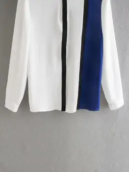 Noi 2020 femei de moda de potrivire de culoare mozaic bluza cu dungi doamne de birou cu maneca lunga tricouri casual chic combinezon topuri LS6719