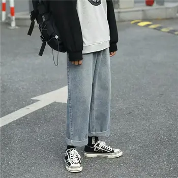 Noi 2020 Moda denim alb spălat blugi bărbați straight toamna stil coreean vrac pantaloni largi picior bf Harajuku stil retro pantaloni