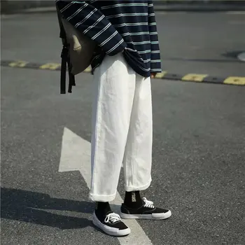 Noi 2020 Moda denim alb spălat blugi bărbați straight toamna stil coreean vrac pantaloni largi picior bf Harajuku stil retro pantaloni