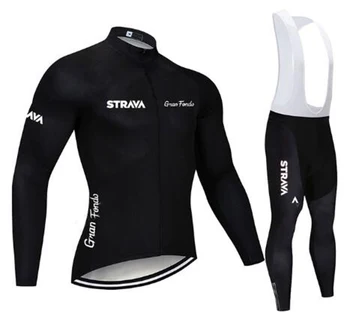 Noi 2020 STRAVA Primavara /Toamna cu Maneca Lunga pentru Ciclism Jersey Set Ropa Ciclismo Biciclete MTB Îmbrăcăminte Bărbați Respirabil Ciclism în aer liber Kit