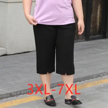 Noi 2021 Coreea de vara plus dimensiune shorts pentru femei mare libertate casual din bumbac negru direct subțire de buzunar de pantaloni scurți 3XL 4XL 5XL 6XL 7XL