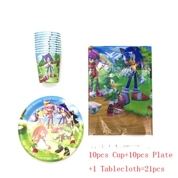 Noi 21pcs/lot Sonic Ariciul Copii Favoruri de Partid Ziua de nastere Decoratiuni Consumabile de Unică folosință Ceașcă de Hârtie, Placă de Masă Tacamuri