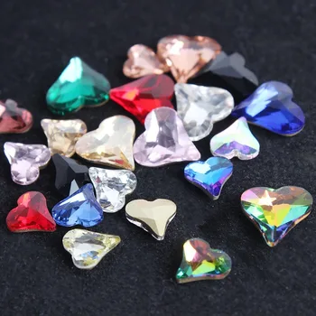 Noi 30 buc unghii de arta inima bijuterii cu diamante 12x13mm a arătat fundul în formă de pietre mari de Piersici Shap Inima de Diamant Unghii Decoratiuni