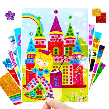 Noi 3PCS meserii pentru copii jucării pentru copii petal Autocolant Puzzle grădiniță Material meserii diy pentru copii jucării pentru fete jucării pentru copii