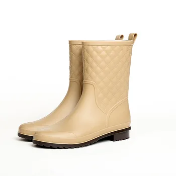 Noi Agrement cizme de ploaie femei Low-Toc Rotund Toe Pantofi Impermeabil Tub de Mijloc Cizme de Ploaie încăltăminte într-femmes tyh6