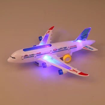 Noi Asamblare DIY Aeronave Airbus pilot automat Flash Sunet Aeronave Muzica de Iluminat, Jucării Electrice Avion DIY Jucărie pentru copii Copii