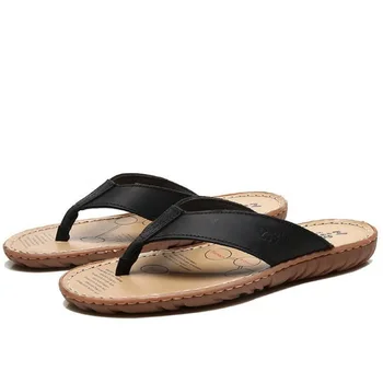 Noi Barbati slapi Casual Barbati Pantofi Piele naturala Papuci de Vară de Moda Handmade Plaja Flip Flops sapatenis masculino