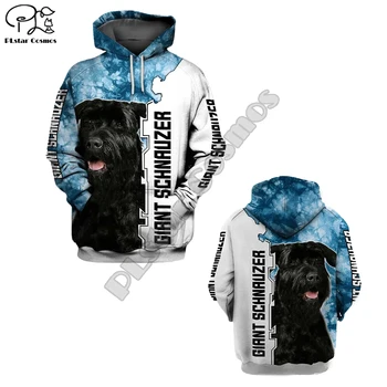Noi Barbati Unisex amuzant schnauzer Uriaș 3d câini print zip hoodie lungă maneca Jachete jacheta de toamna pulover de trening G22