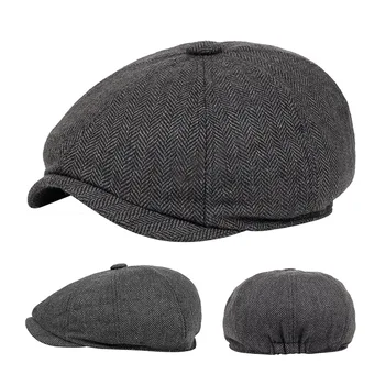 Noi Bereta Pălărie Bărbați bereta de epocă Spic Gatsby Tweed șepci pălărie vânzător de ziare Bereta Pălărie de primăvară Plat Atins Bereta Pălării Pălării