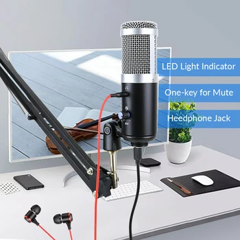 Noi bm 800 Condensator Microfon de 3,5 mm Căști jack USB bm800 Microfon pentru Calculator Karaoke Studio de Înregistrare microfon Cu Stativ