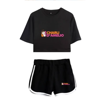 Noi Charli DAmelio Cafea cu Gheata Stropi de Femei din Două Piese Set Pantaloni+tricou minunat Sexy charli damelio merch costum Sport Fata