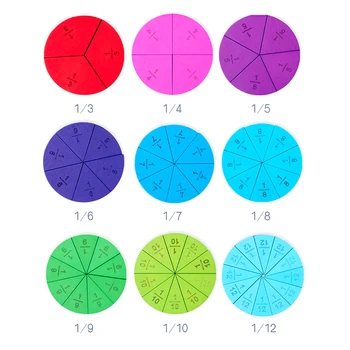 Noi Circulară Fracțiuni de Numărare Jucării de moda din Lemn Fracțiune de Învățare de Numărare Bord Placa de Copii de Educație Timpurie Matematica Jucarii#37