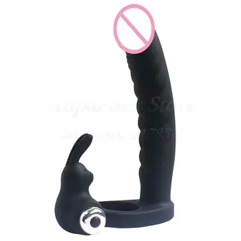 Noi Clitoris Rabbit Vibrator Dubla Penetrare femeia patrunde barbatul Penis artificial Vibratoare Inel G spot Analsex Penis Dildo Butt plug Jucarii Sexuale Pentru Cupluri.