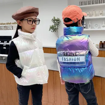 Noi Copii Îngroșat Vesta coreean Baieti si Fete Toamna Iarna Bumbac Strat Stand-up Guler Lucios Pânză de Îmbrăcăminte pentru Copii