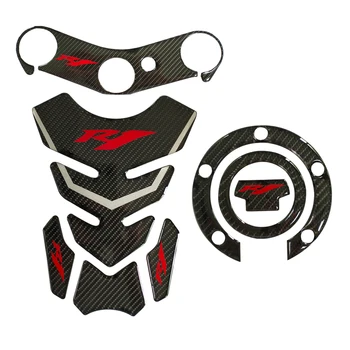 Noi cu motociclete 3D din fibra de carbon os de pește autocolant decal logo-ul tampon de protectie a rezervorului de combustibil pad pentru Yamaha yzf-r1 R1