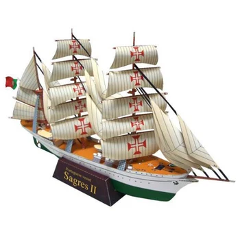 Noi de 1:300 3D portugheză Marina PNR Sagres Corabie care Navighează Nava-Școală Model din Hârtie de Mână de Lucru Joc de Puzzle DIY Jucărie pentru Copii