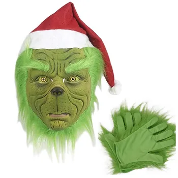 Noi De Craciun Geek Masca Verde Păros Grinch Latex Minge De Partid Amuzant Masca De Carnaval Cosplay