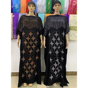 Noi de Diamante din Africa de Timp Dashiki de Vară Floare de Design Rochie Neagra cu Esarfa Pentru Doamna haine Africane 120#