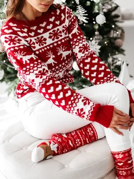 Noi De Iarnă, De Crăciun Pulovere Femei Pulover Topuri Casual Cu Maneci Lungi Imprimare Pulover Tricotat Haine Pentru Femei