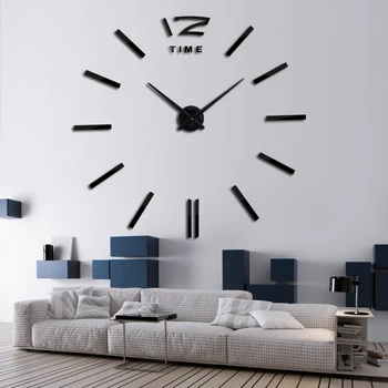 Noi de vânzare fierbinte ceas autocolante de perete ceasuri de acasă decor modern quartz 3d diy acril Oglindă de Metal transport gratuit